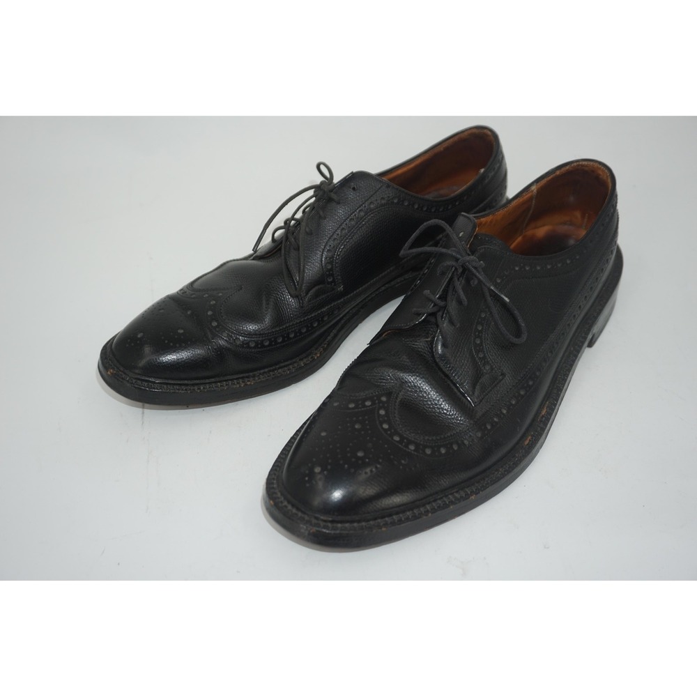 GH‎ Bass Monograms Shoes Black Leather Wingtip Brogue Oxford Men's Size 12A